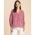 thumbnail image 2 of Moomaya Bohemian Cotton Long Sleeve Top - V Neck, Flowy Women's Boho Blouse, 2 of 9