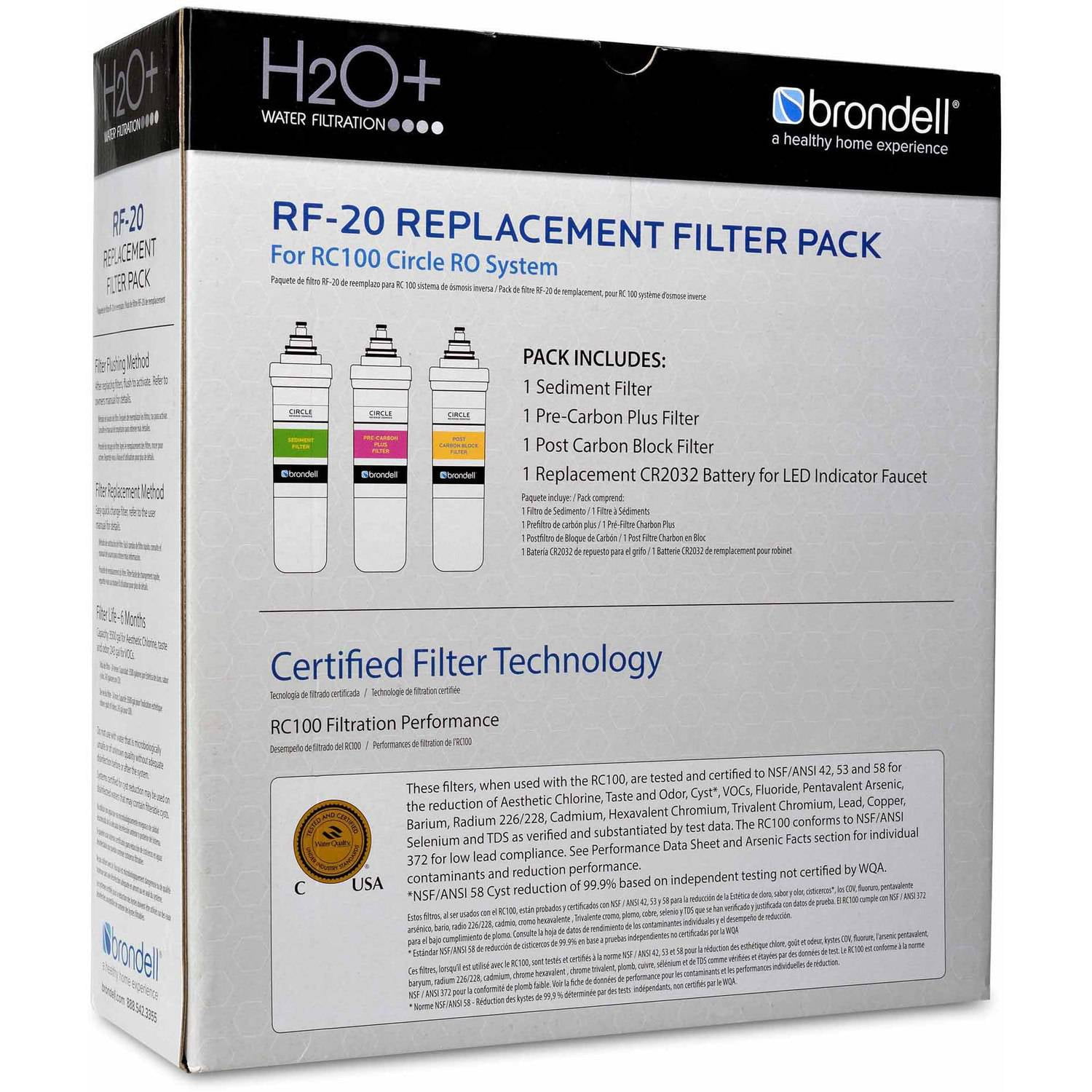  Brondell RF-40 Membrane Water Filter Replacement for Circle  Under Sink Reverse Osmosis Filtration System, Lasts 6 Months : Tools & Home  Improvement