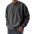 thumbnail image 2 of Men's Half Zip Pullover Hoodie, Casual Sports Sweatshirt, Loose Fit Unisex Fleece Top for Streetwear, Christmas, Fall Winter, Gym and Weekend Comfort Wear,Dark Gray,3XL, 2 of 5