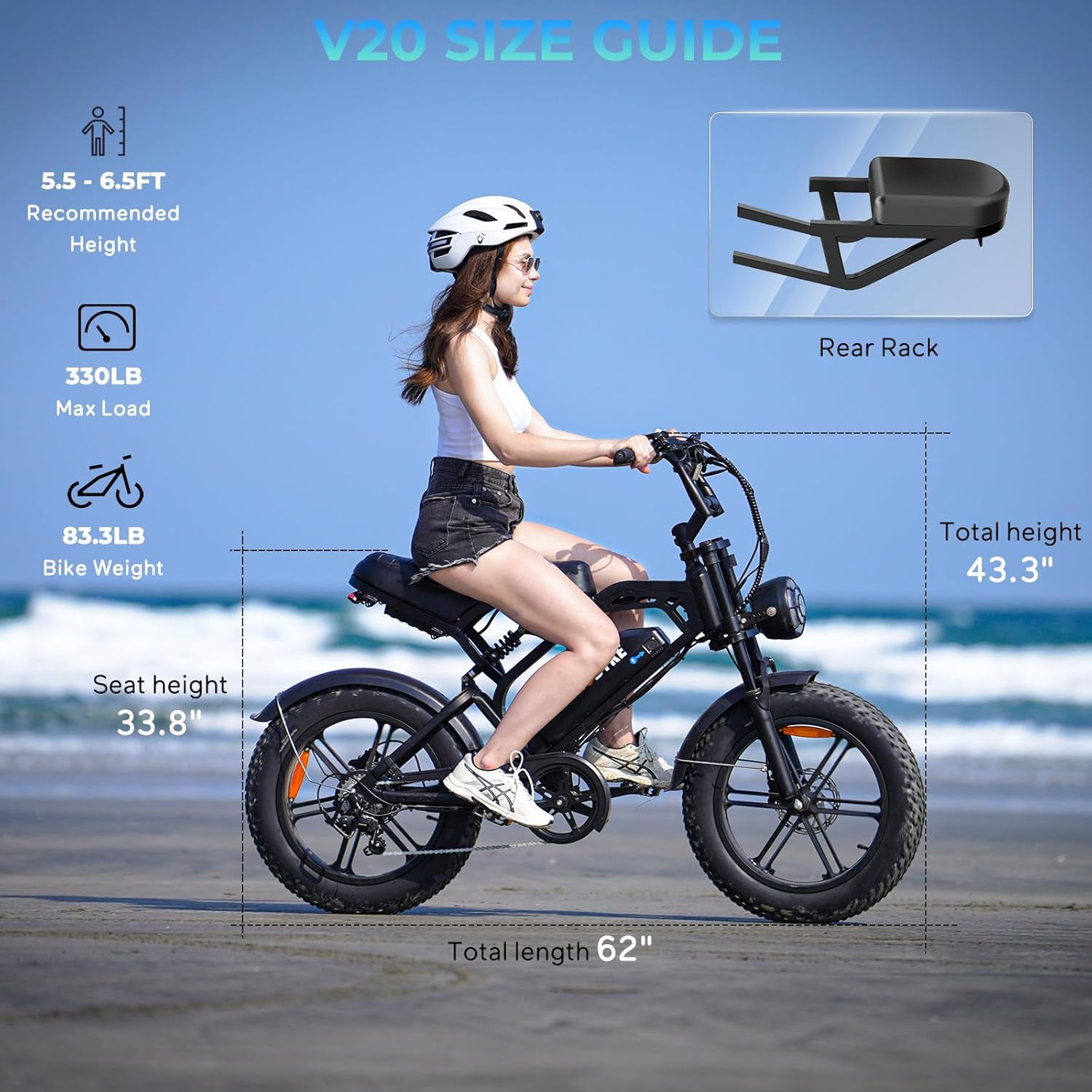Tamobyke V20Pro Electric Bike for Adults,1500W 32mph 48V 18.2AH E-Moutain Bike, 20" Fat Tire Electric Bicycle Full Suspension UL2849