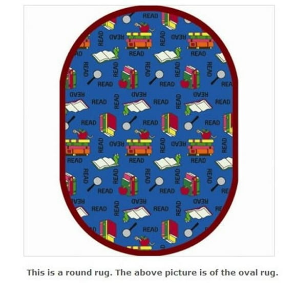Joy Carpets 1419E-01 Bookworm Blue 7 ft.7 in. Round  WearOn Nylon Machine Tufted- Cut Pile Just for Kids Rug