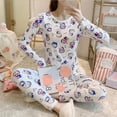 thumbnail image 4 of 2023 Sanrio Hello Kitty pantalones Anime Doraemon pijamas finos de felpa moda cómoda cuello redondo cálido conjunto de ropa de dormir Otoño/Invierno, 4 of 4