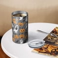thumbnail image 3 of 20oz Coffee Tumblers Halloween Ghost Pumpkin Pattern Stainless Steel Vacuum Insulated Travel Tumbler Coffee Cups Mug with Lid and Straw with Cleaning Brush for Cold & Hot Drinks, 3 of 5