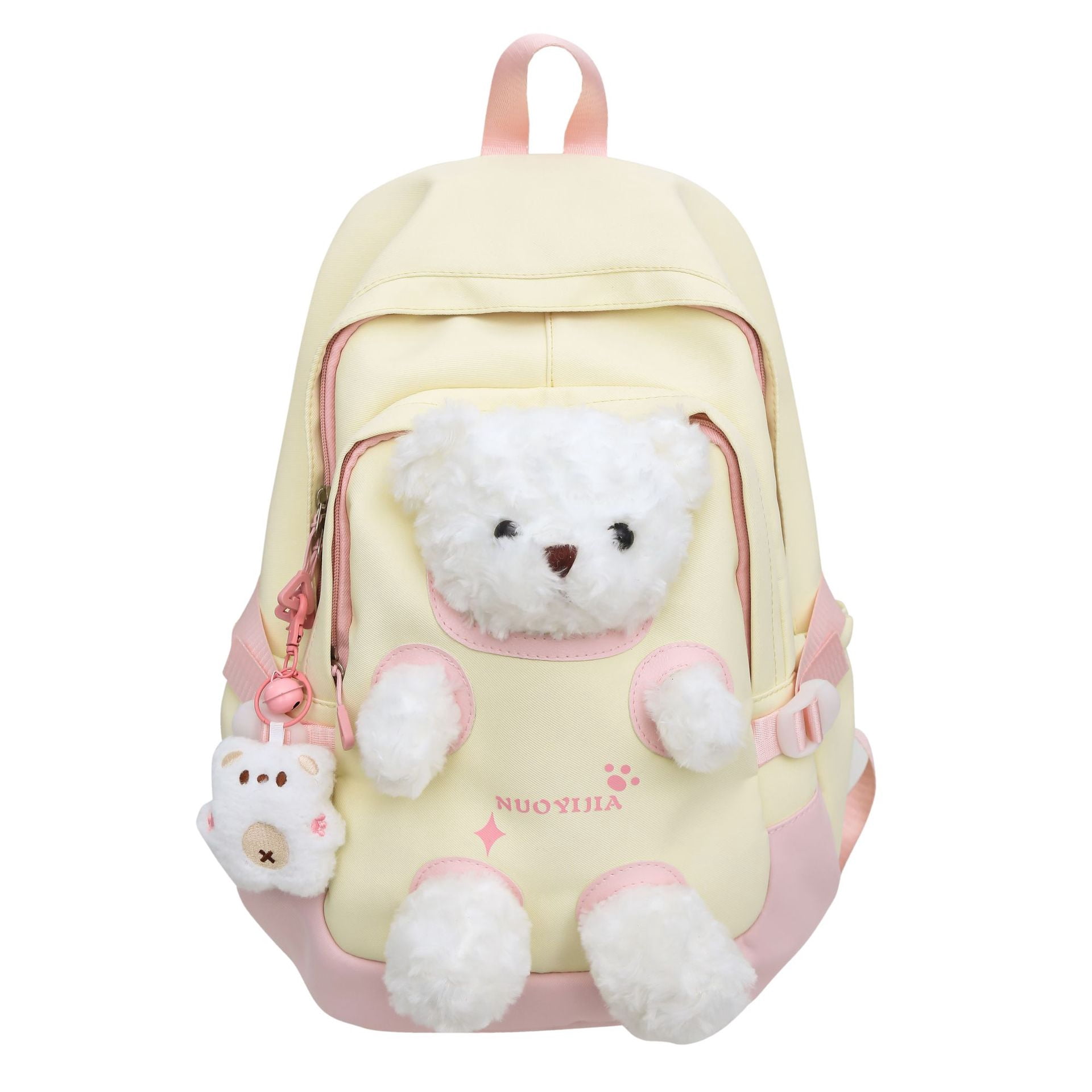 Cute Kawaii Backpack, 3D Bear Plush Backpack, Detachable Bear Backpack, Nylon Ita Bag, Large Capacity Daypack, Lightweight Backpack, Backpack with Pins Accessories, Casual Backpack for Adults