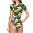 thumbnail image 3 of Uemuo Sunflowers And Butterflies Pattern Women's One Piece Short Sleeve Swimsuit Rash Guard Surfing Modest Quick-drying Swimsuit Beach Essentials-XX-Large, 3 of 9