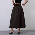 thumbnail image 4 of Women's High Waist Maxi Skirt with Elastic Wide Waistband Loose Fit A Line Long Skirt Casual Solid Flared Hem Design Black L, 4 of 6