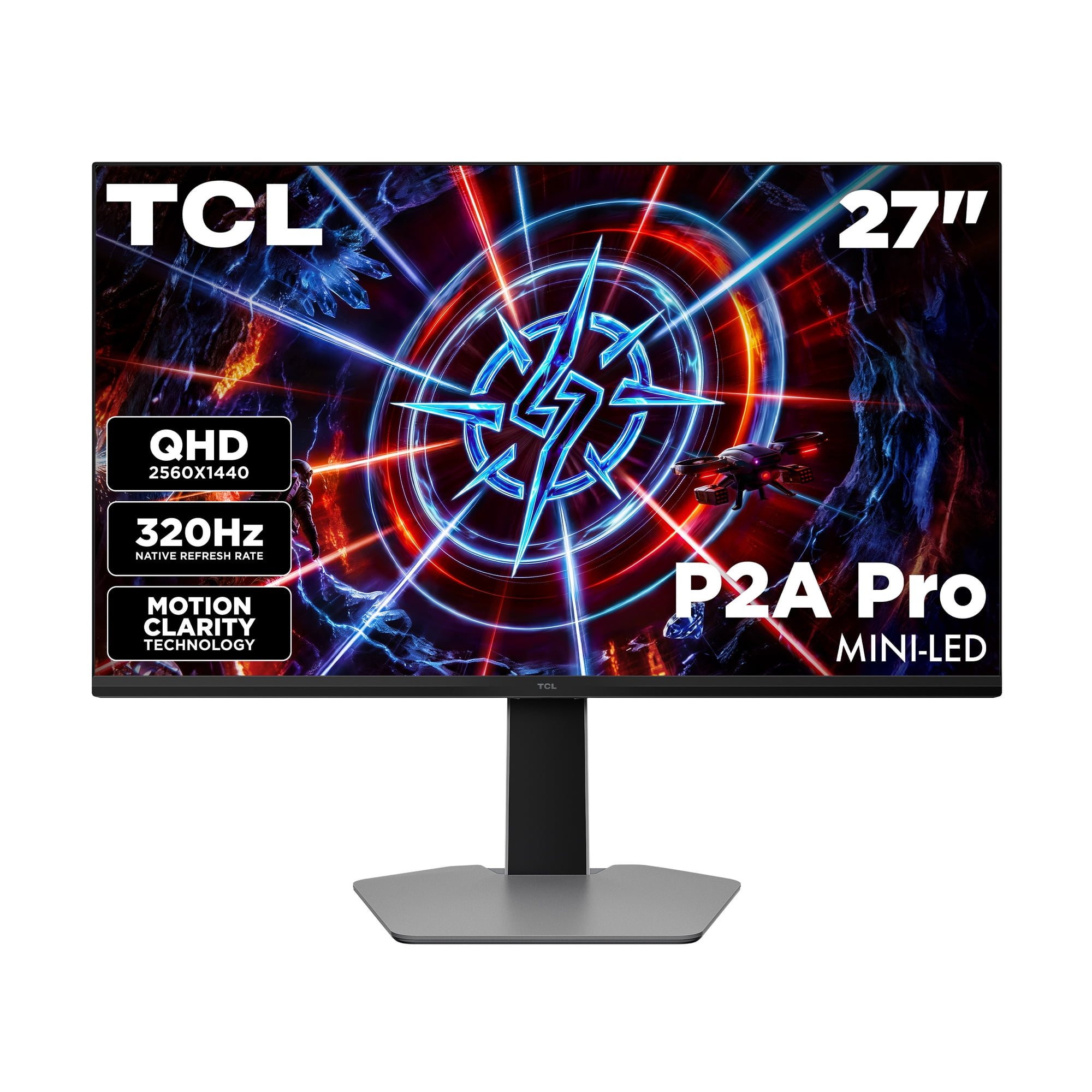 TCL 27” P2A PRO Series QHD HDR Mini-LED Gaming Monitor (NEW 2026) - Halo Control System, 320Hz Refresh Rate, LD180 Precise Dimming Series, HDR600 Brightness, 1ms GTG, AMD FreeSync Premium - 27P2A Pro