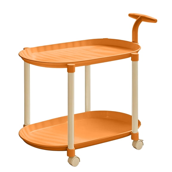 Tgbvmt Cream Rolling Side Table With Wheels 25.9 In Compact Double Tier Storage Design Organizer For Books Snacks Toiletries Bedroom Balcony Bathroom Small Spaces Home Bedroom Decor Tables