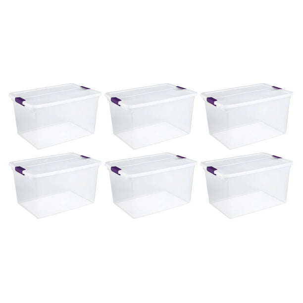 Sterilite 66Quart Nesting Clear Latching Handle Storage Tote Container, 6 Pack