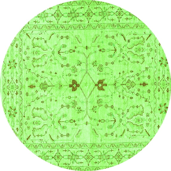 Ahgly Company Indoor Round Persian Green Traditional Area Rugs, 4' Round