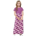 thumbnail image 4 of OGLCCG Girls Summer Long Dress Short Sleeve Casual Holiday Modest Maxi Dress with Pockets Floral Printed T-Shirt Dress for 4-14 Years, 4 of 6