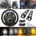 thumbnail image 2 of Universal 7.5 Inch Led Retro Bucket Motorcycle Modified Headlight Hi/lo Beam Drl And Matte Black Headlight Housing With Bracket, 2 of 4