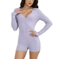 thumbnail image 1 of Ensemble de Pyjama Bodycon pour Femmes Printemps Aguichant Col en V Manches Courtes Combishort, 1 of 4