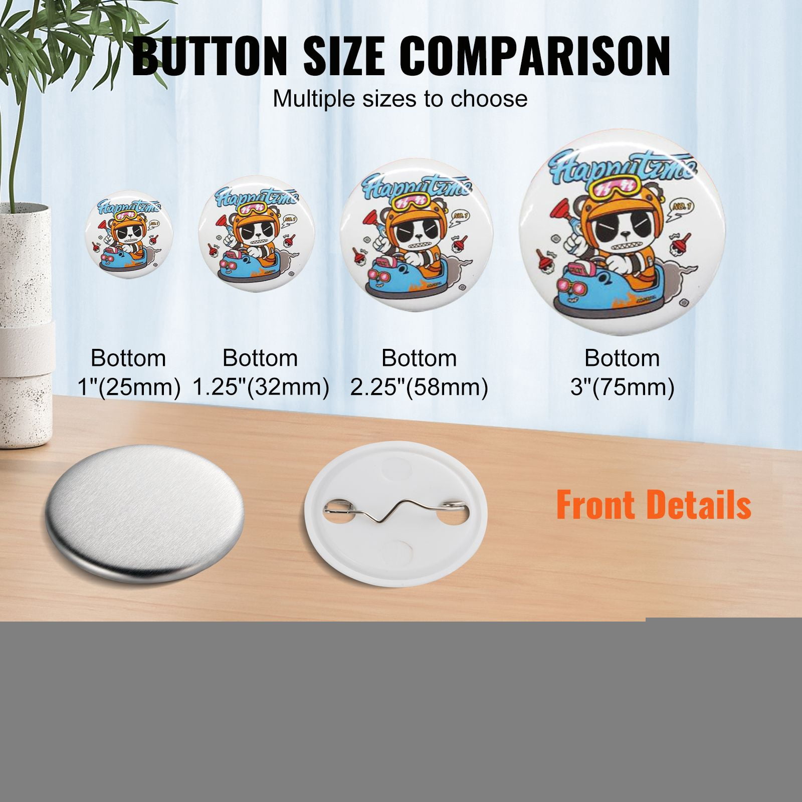 Pinback Button Parts 500 Sets 32mm Metal Covers and Bottom Parts High Transparency Films for Button Maker DIY Badges