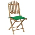 thumbnail image 3 of vidaXL Patio Dining Set Set of 4 Natural bamboo, Green cushion, 3 of 11