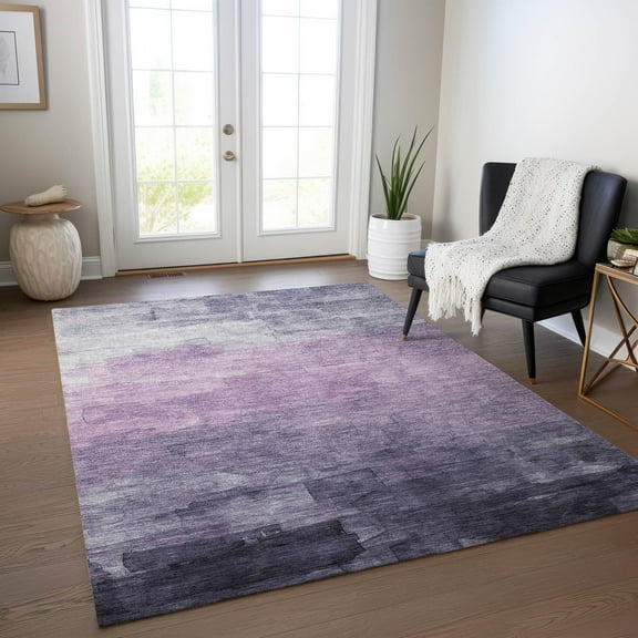 Addison Rugs Chantille Indoor/Outdoor Transitional Stripes Lavender Washable Rectangle Rug, 9' x 12'