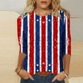 thumbnail image 2 of 3/4 Length Sleeve Womens Tops Plus Size Heart American Flag T Shirts for 4th of July Independence Day Patriotic Tshirts USA Star Stripes Graphic Tees Casual Crewneck Tunic Top Memorial Day Outfits, 2 of 5