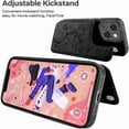 thumbnail image 4 of Dteck for iPhone 13 Wallet Case with Card Holder, Butterfly Flower Embossed Faux Leather Kickstand Card Slots Case, Handmade Shockproof Protective Slim Soft Flip Phone Case 2021 6.1", Black, 4 of 6