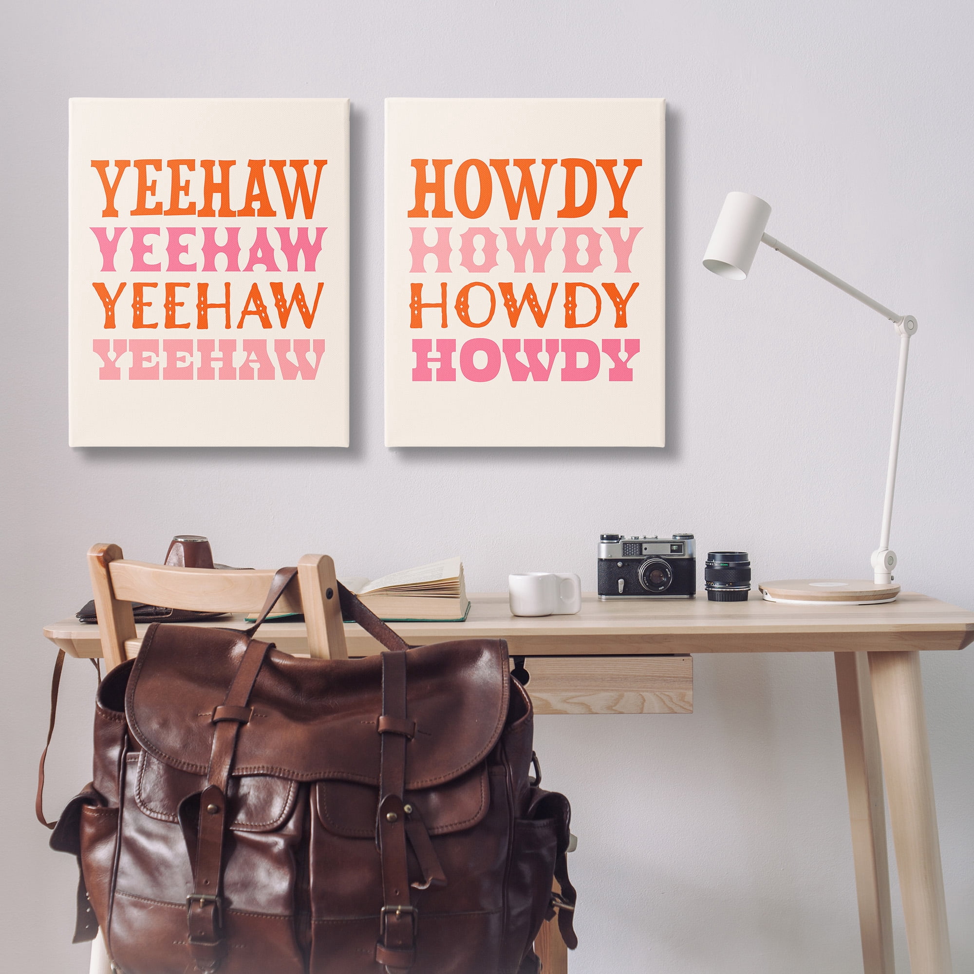 Stupell Industries Yeehaw & Howdy Typography Typography Painting Gallery Wrapped Canvas Art Print Wall Art, 24 x 30, Set of 2