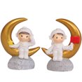 thumbnail image 1 of 2PCS Cake Topper Lovely Spaceman Sit on the Moon Resin Figurine Table Ornament, 1 of 8