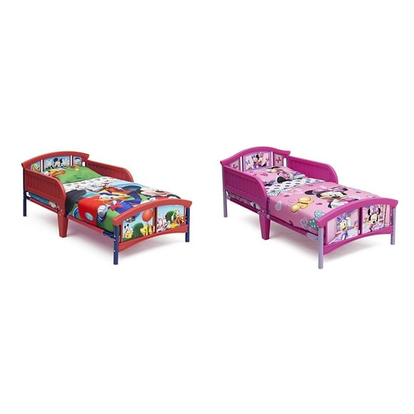 Delta Children Plastic Toddler Beds, Disney Mickey Mouse & Minnie Mouse, 15 Months+, Holds 50 Pounds