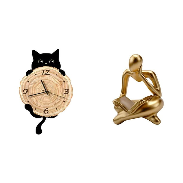 Reloj de pared,Reloj de pared decorativo para baño y dormitorio.,Figura de lector abstracto,Estatua de pensador abstracto,arte,artesanías,decoraciones,Figuras humanas decorativas para