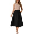 thumbnail image 2 of Falda midi elástica en A de INSPIRE CHIC para mujeres con bolsillos XL negra, 2 of 6
