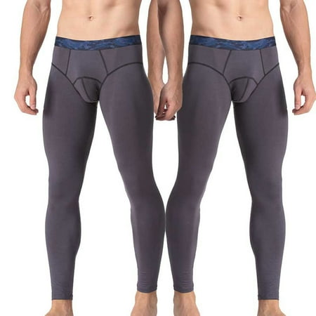

Dadaria Thermal Underwear for Men 2PC Men Long Trousers Skinny Thin Warm Pants Fashion Solid Color Mid Waist Leggings Gray XL Men