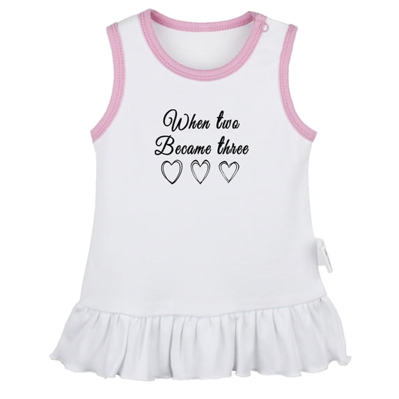 When Two Became Three Funny Dresses For Baby, Newborn Babies Skirts, Infant Princess Dress, 0-24M Kids Graphic Clothes (White Sleeveless Dresses, 6-12 Months)