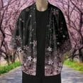 thumbnail image 2 of eileial Men's Kimono Cardigan Jackets Casual Long Sleeve Open Front Coat Lightweight Yukata Outwear,Purple XL, 2 of 6