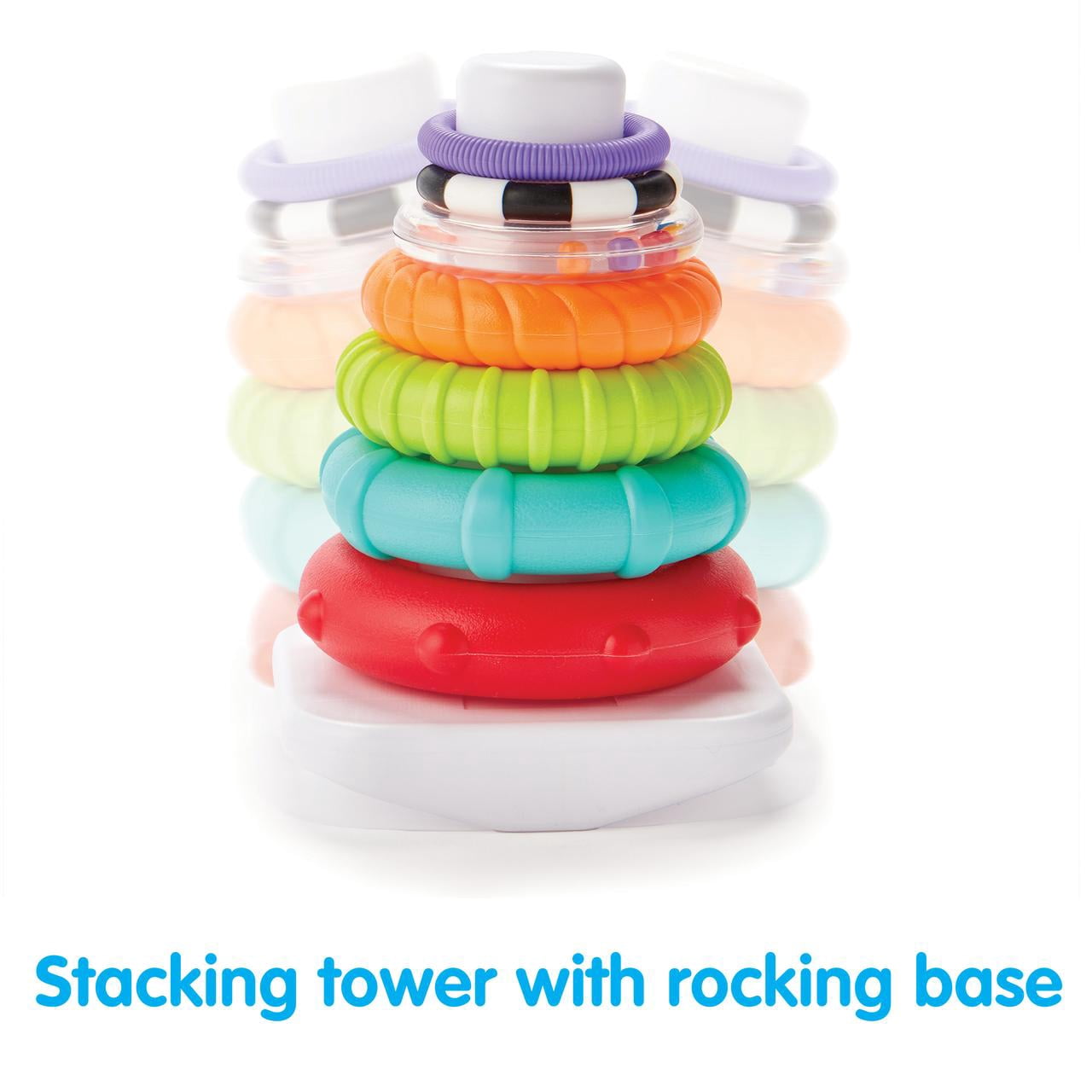 Kidoozie Little Learner's Trio – 3-in-1 Infant Development Toys – Stacking Cups, Rocking Ring Tower & Rattle Ball – Ages 6 Months+