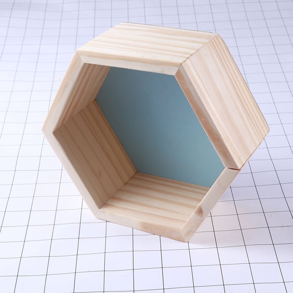 FOMIYES Hexagonal Shelf for Childrens Room Blue Pine Wood 1Pack