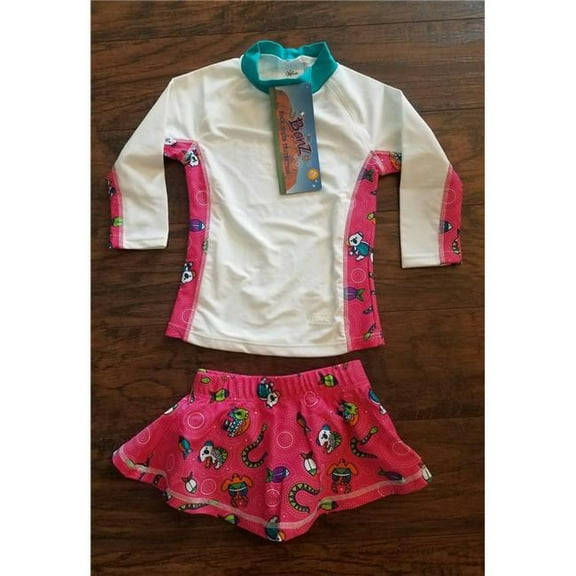 Girls 2 Long Sleeve Rashguard Set - 2 - Coolgardie Pink