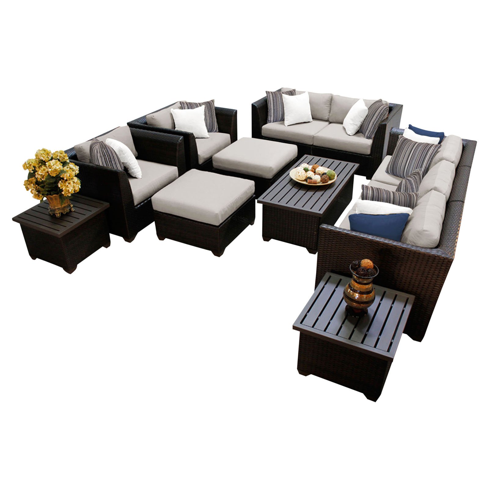 TK Classics Barbados 12 Piece Wicker Outdoor Sectional Seating Group with Storage Coffee Table and End Tables, Ash - image 1 of 11