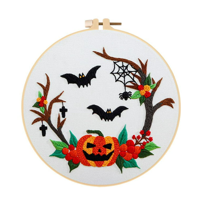 Halloween Embroidery Kits, DIY Halloween Wreath Crafts Embroidery