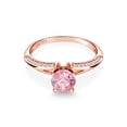 thumbnail image 2 of Gem Stone King 2.08 Ct Round Pink Zirconia 18K Rose Gold Plated Sterling Silver Ring (Size 7) (Size 7), 2 of 4