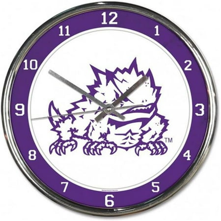 Wraft 1094329572 TCU Horned Frogs Clock - Round Wall Style Chrome