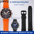 thumbnail image 2 of Correa de reloj de goma de 21 mm y 22 mm para Tissot 1853 Starfish Diving T120 Correa de silicona con extremo curvo Serie T120417A Pulsera masculina, 2 of 5
