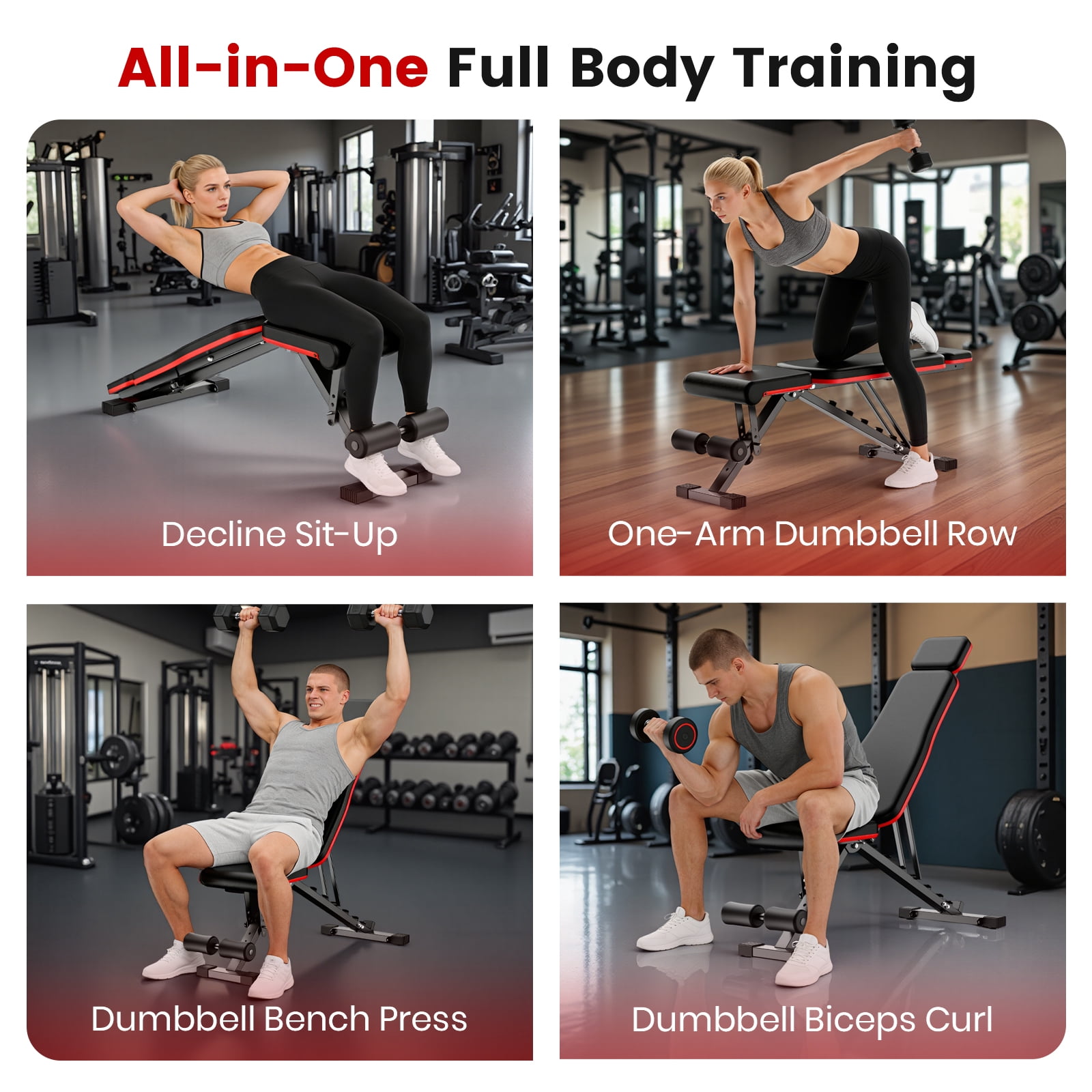 Adjustable Weight Bench, Max Weight 700 Lbs Foldable Workout Weight Bench Press, for Home Gym Dumbbell Exercise, Incline Decline, Full Body Workout
