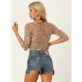 thumbnail image 4 of Unique Hauts à Col en V Torsadé pour Femmes Manches Longues Pull Creux Crop Top Multicolore S, 4 of 6