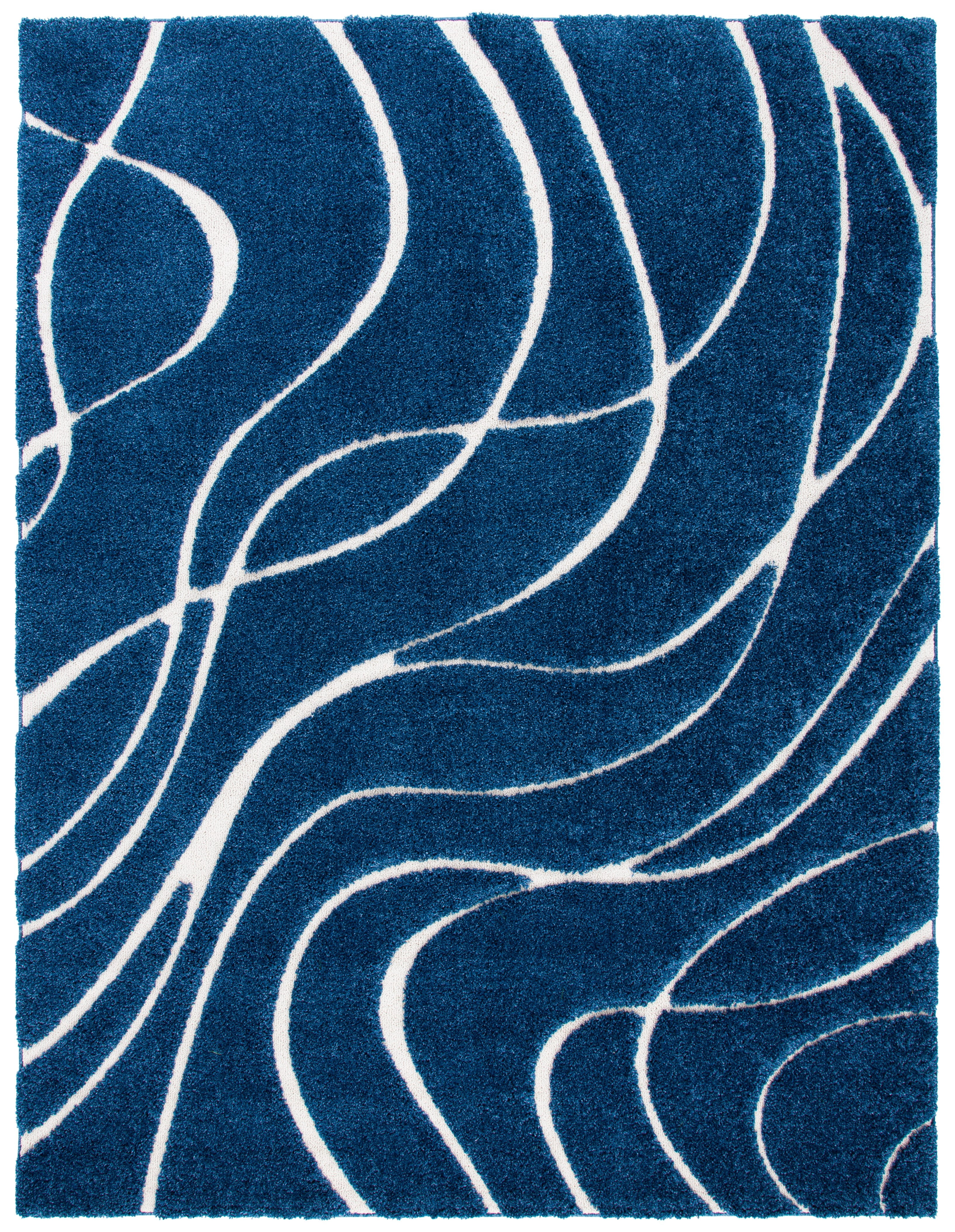 Safavieh Florida Tamzen Abstract Shag Area Rug, Navy/Ivory, 11' x 15'