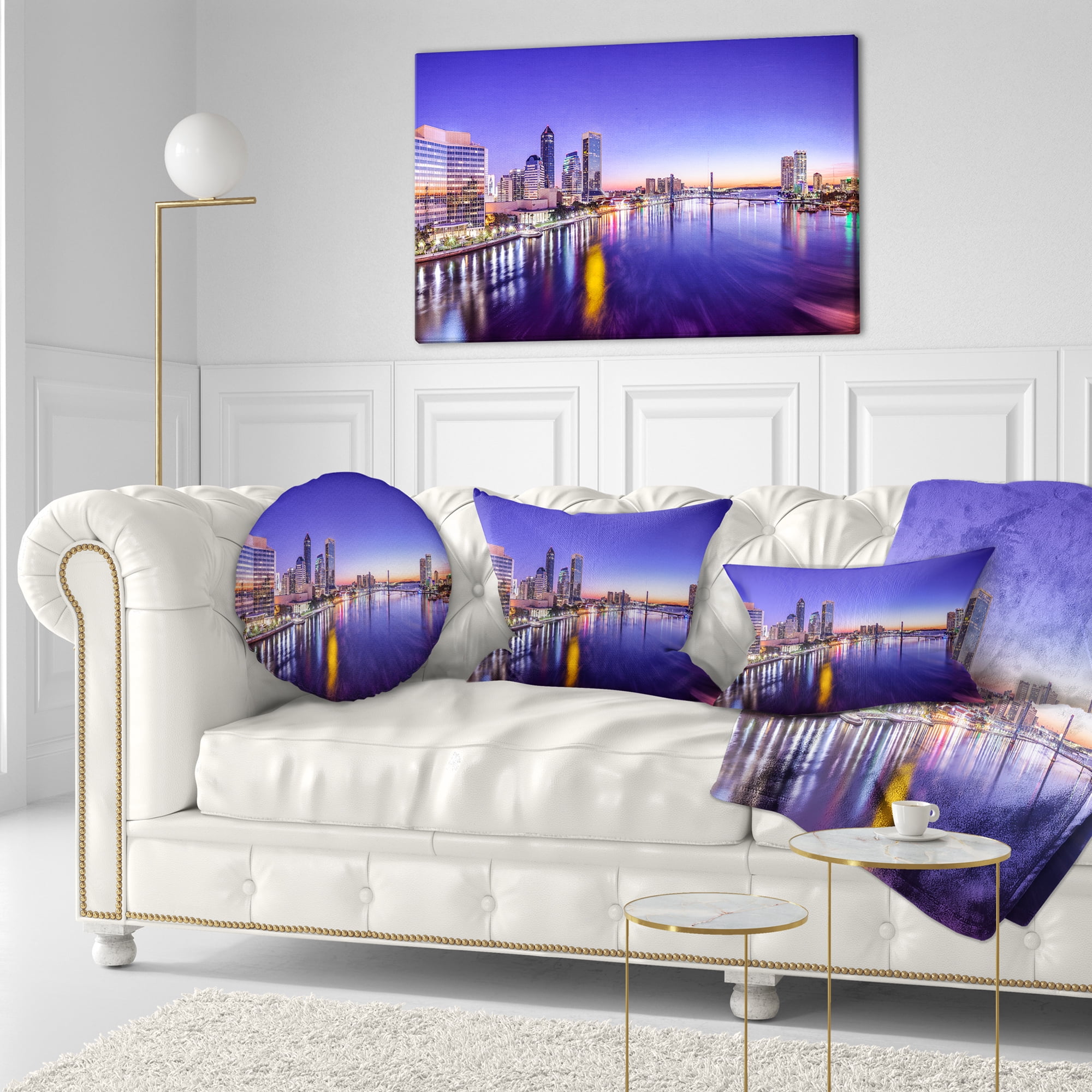 Designart Jacksonville Florida City Cityscape - Photography Throw Pillow - 12x20