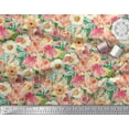 thumbnail image 2 of Soimoi Green Cotton Duck Fabric Anemone & Roses Floral Fabric Prints By Yard 42 Inch Wide, 2 of 3