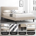 thumbnail image 3 of Open Box DeCoro Cambridge Upholstered Wooden Platform Bed Frame, King, Linen, 3 of 11