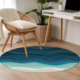 thumbnail image 5 of Abstract Round Living Room Rugs 3.3 ft, Water Duck Green Brown Gradient Ocean Waves Washable Area Rug with Non-Slip Sturdy Edge Binding Round Front Door Mat Floor Carpet for Entryway, 5 of 9