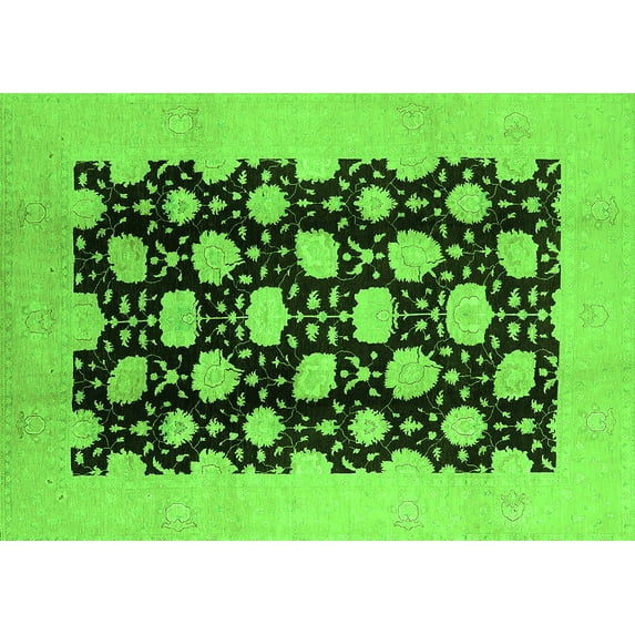 Ahgly Company Indoor Rectangle Oriental Green Traditional Area Rugs, 2' x 4'