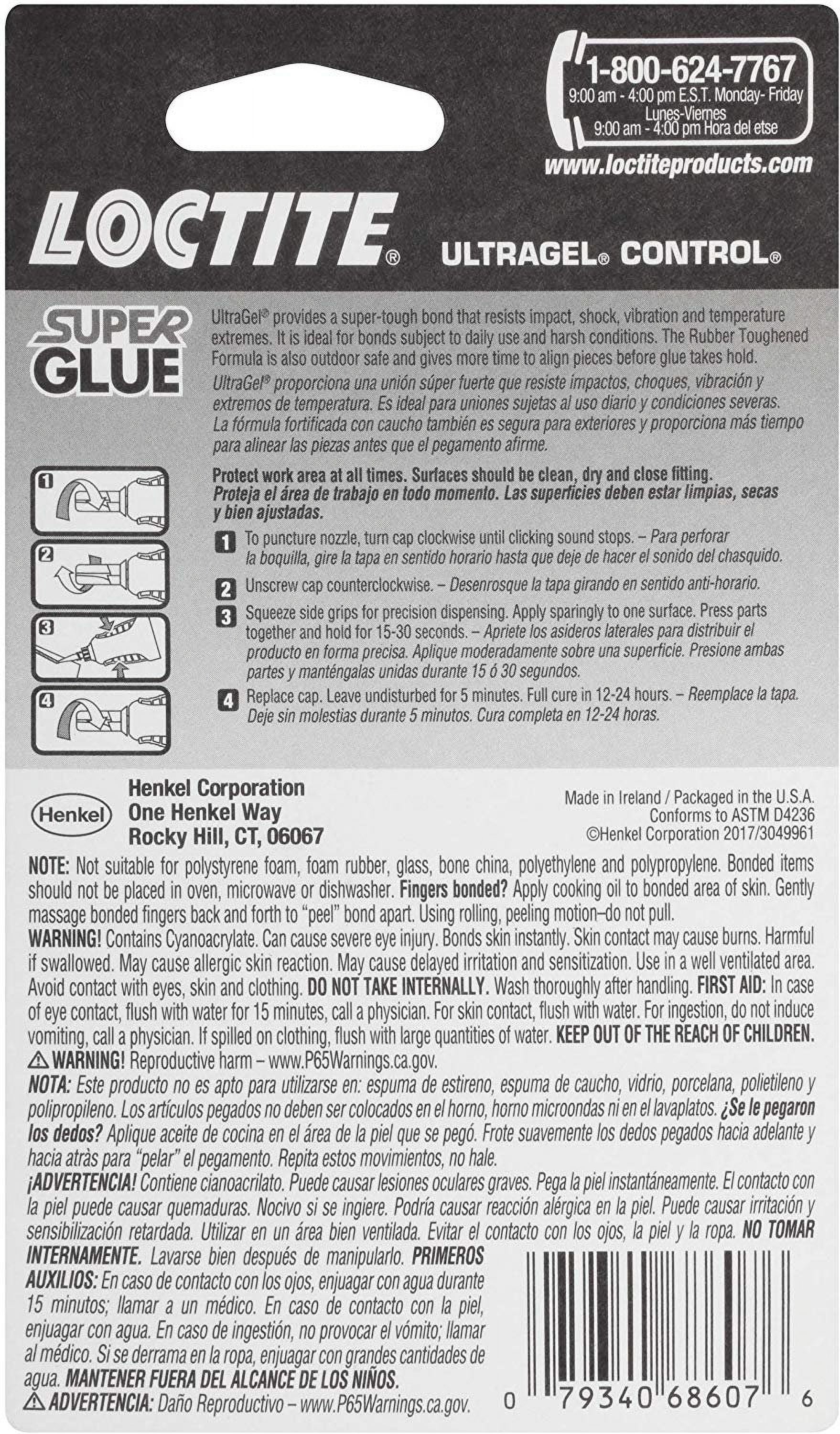 Loctite Ultra Gel Control Super Glue Pack of 6 — Residential Use, Standard Application