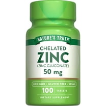 Chelated Zinc 50mg | 100 Tablets | Essential Mineral Supplement | from Zinc Gluconate | by Nature's Truth