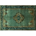 thumbnail image 1 of Ahgly Company Machine Washable Indoor Rectangle Persian Turquoise Blue Traditional Area Rugs, 8' x 12', 1 of 4