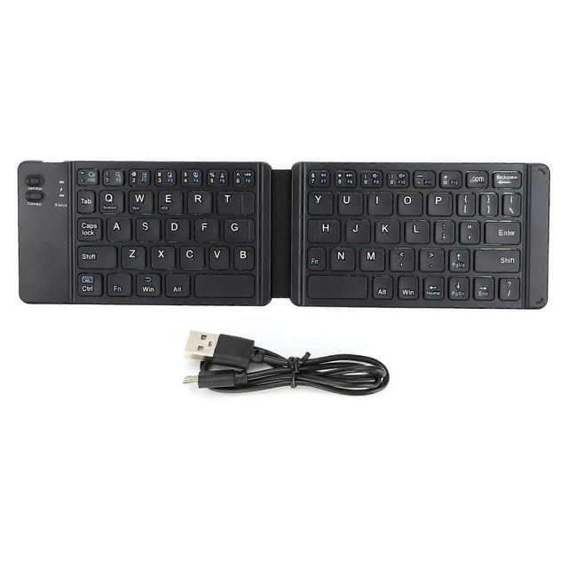 Mini Foldable Portable Wireless Keyboard with Built-in Battery for Mobile Phone Tablet Black